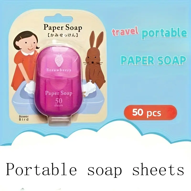 50 Pcs Portable Soap Sheets, Travel-Friendly Disposable Soap Paper, Ideal for Outdoor Camping & Trips, Convenient One-Time Use Soap