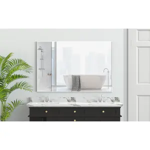 ARCH 48x32 Inch Oversized Modern Rectangle Wall Mirror with White Aluminum Frame, Large Decorative Bathroom Vanity Mirror, Vertical or Horizontal Mount for Living Room, Bedroom, Entryway, 1 Pack, Home Furniture and Household Product Search Terms
