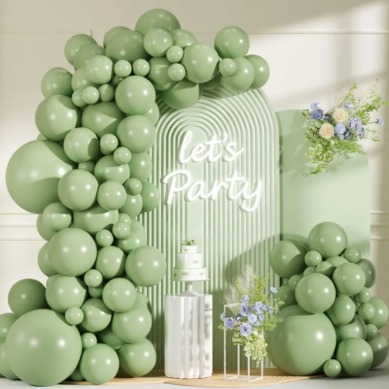 99-Count Matte Sage Green & Olive Green Latex Balloons Pack - 18/12/10/5 In Different Sizes, Balloon Garland Arch Kit for Woodland Shower, Boho Wedding Decor, Photo Backdrops