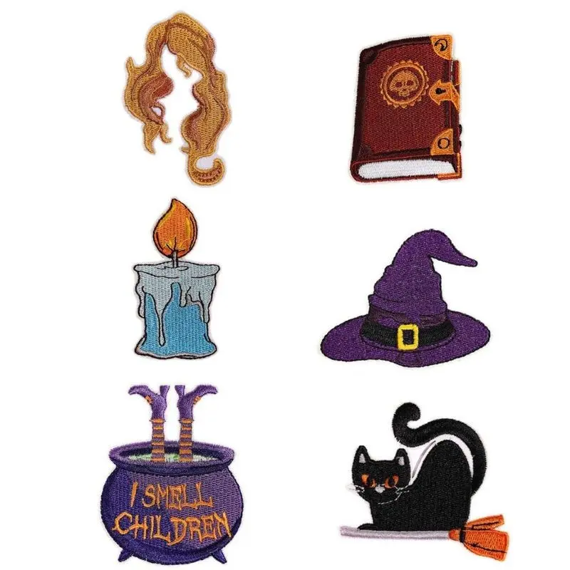 Halloween Sewing Fabric Patch Set, Ideal for Home Clothing Repairs, Backpack DIY Creative Patterns, Fun Halloween Decorations