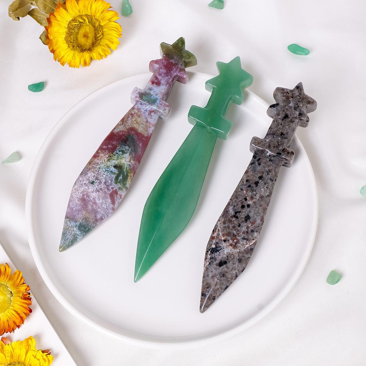 Natural Crystal Dagger, 1 Count Original Stone Model Knife, Polishing Unbladed Knife Model, Crystal Carving, Crafts, Home Decor, Fengshui Ornaments, Crystal Bundles, Chakra Healing Crystals