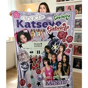 KATSEYE THE BEAUTIFUL CHAOS TOUR Flannel Fleece Blanket, Ultra Soft Cozy Lightweight HD Print Throw for Bedroom Couch Sofa Home Decor, Gift for Adults and Children, Teens, Kid Room, Father's Day Gift
