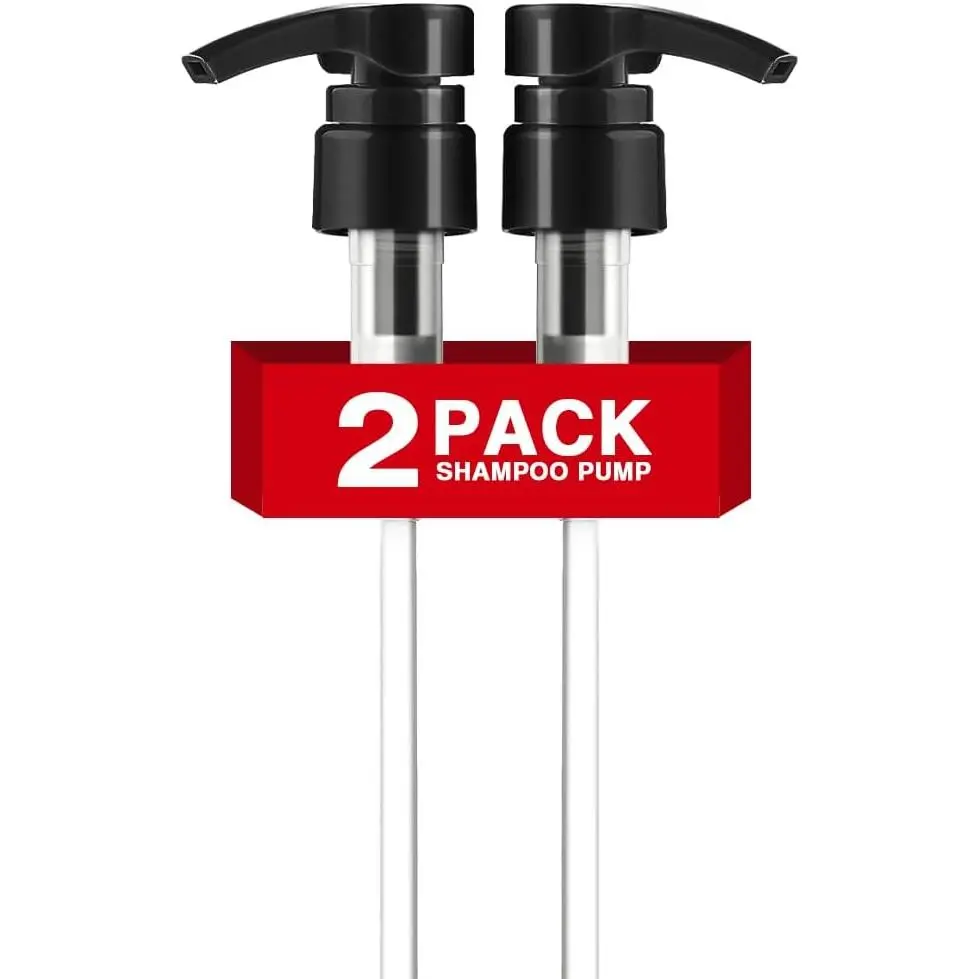 2-Pack Shampoo Pump for Liter 33.8 oz Bottle, Black Pump Dispenser | Fits Salon Bottles with 1.1 Inch Opening,  Top for Shampoo and Conditioner, Soft Hair Product,  Wash, Lotion