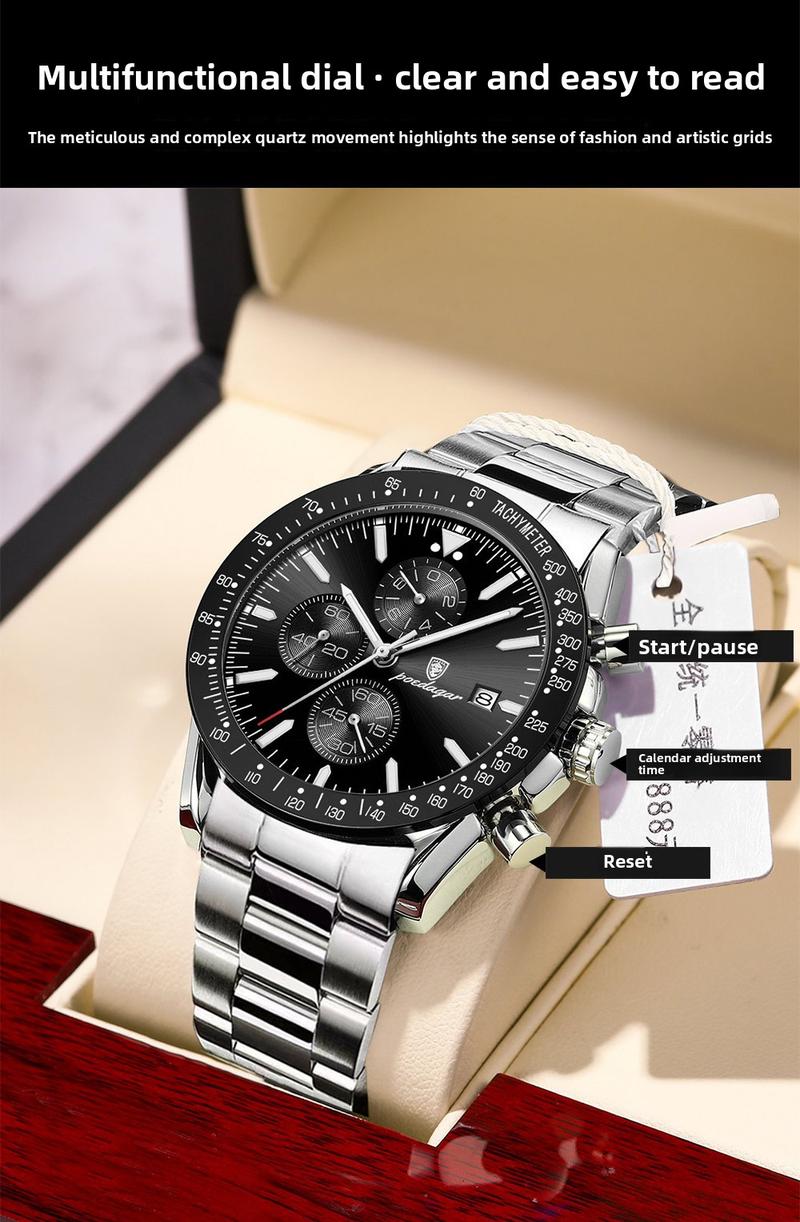 Luxury Men's Quartz Watch – Multifunctional Steel Strap with Countdown, Chronograph & Small Three-Hand Trendy All-match & Exquisite Watch for BirthdayGift with Box Modern Fashionable Wristwatch Luxury Men's Quartz Watch – Multifunctional Steel Strap with Countdown, Chronograph & Small Three-Hand Trendy All-match & Exquisite Watch for BirthdayGift with Box Modern Fashionable Wristwatch