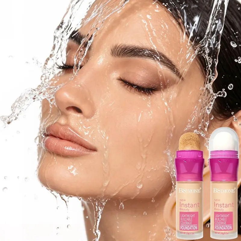 Bsimone Long-Lasting Matte Foundation, Oil-Control Waterproof, Coverage, Covers Dark Circles, Acne Marks, Redness, 6 Shades, Perfect for All Skin Types, Cosmetic