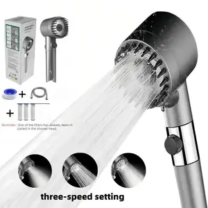 pressure showerhead, 3-speed adjustable bathroom portable massage, one-click water stop showerhead filter,    filter element showerhead bathing pet  Handheld Shower High brush head massaging filter bead softener blaster bean detachable design