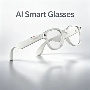 Ai Smart Glasses with Camera, Photo Capture, Voice Assistant, Translation, Music Playback, Wireless Earphones, Decorative Lens, Plastic Frame, Wearable Smart Glasses