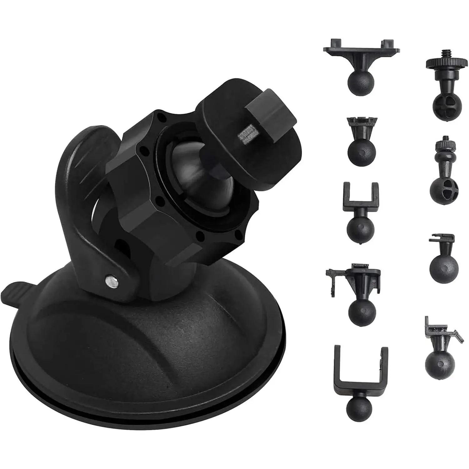 Cam Suction Mount with 15+ Swivel Ball Adapters Compatible with Rexing V1, UGSHD, Falcon F170, KDLINKS, Vantrue, APEMAN, Z-, Roav, Old , YI, Peztio, UGSHD and   Cameras