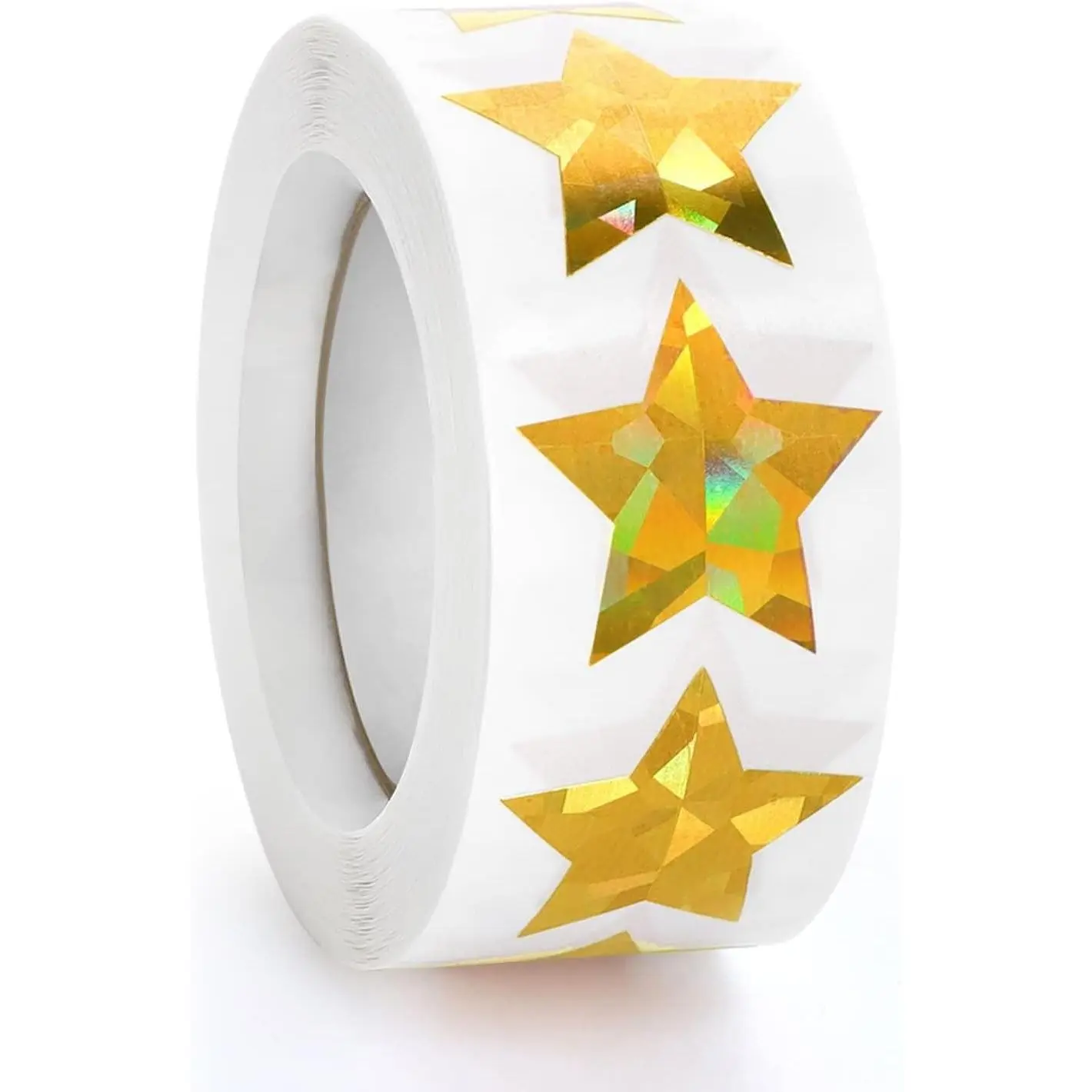 500PCS Holographic Gold Star Stickers, 1 Inch Sparkly Labels for Kids | Self-Adhesive Metallic Foil Stars, Glitter Reward Stickers for Behavior Charts, Classroom & Student