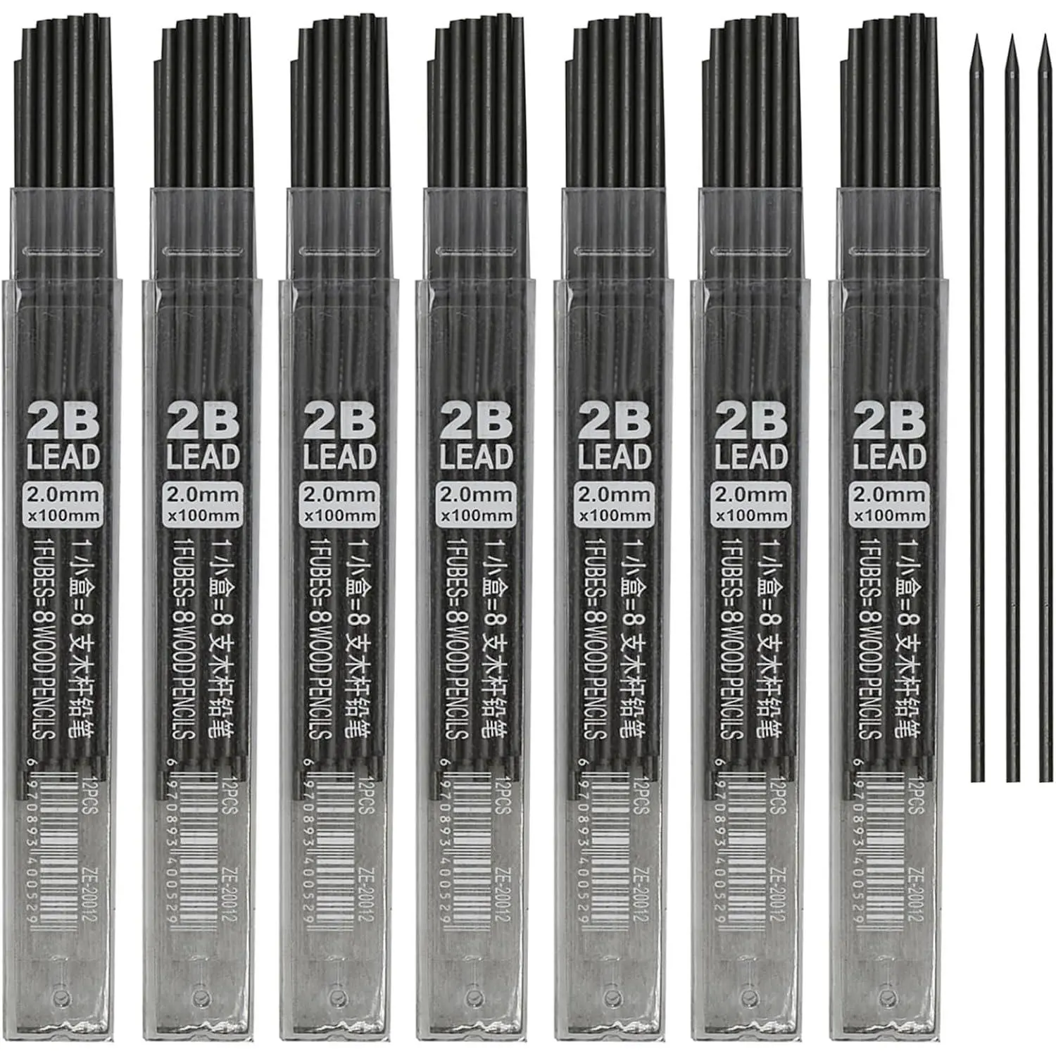 120 count 2B Lead Refills 2.0 mm Smooth Mechanical Pencil Refill | Break Resistant Bold Thickness Graphite 12 Leads Per Tube for Drawing Project Painting Compasses Core