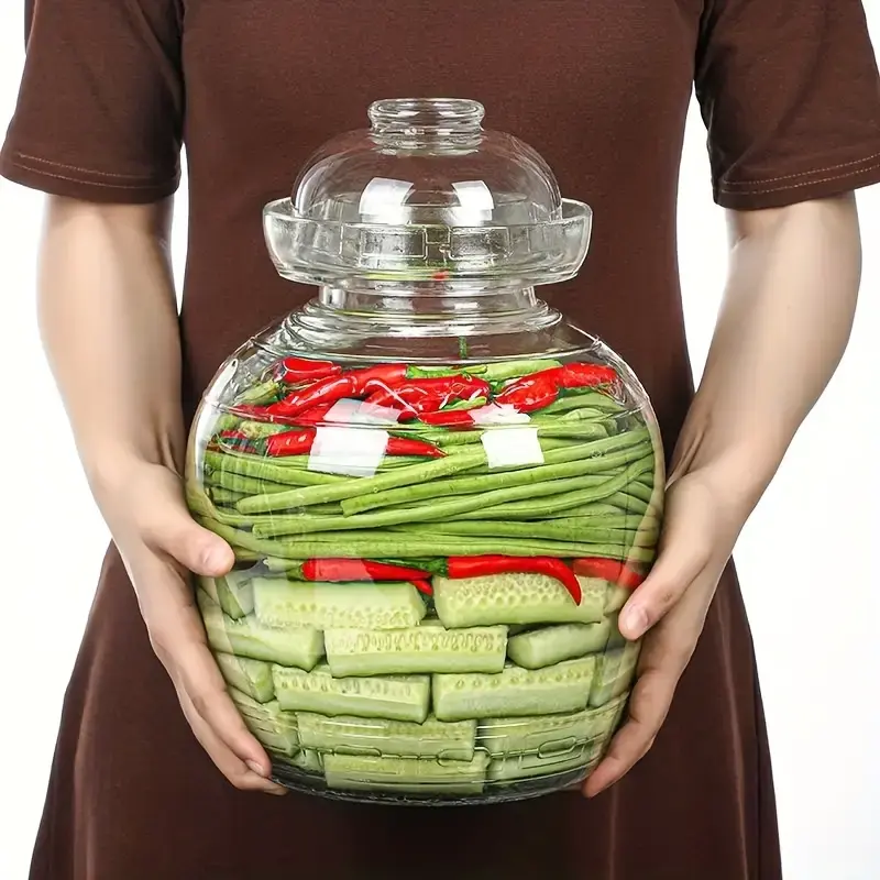 Handcrafted Traditional Glass Fermentation Jars with Thick Water-Sealing Inner Walls, 50.72/85 oz Home Supplies for Pickles, Sauerkraut Canning & Storage