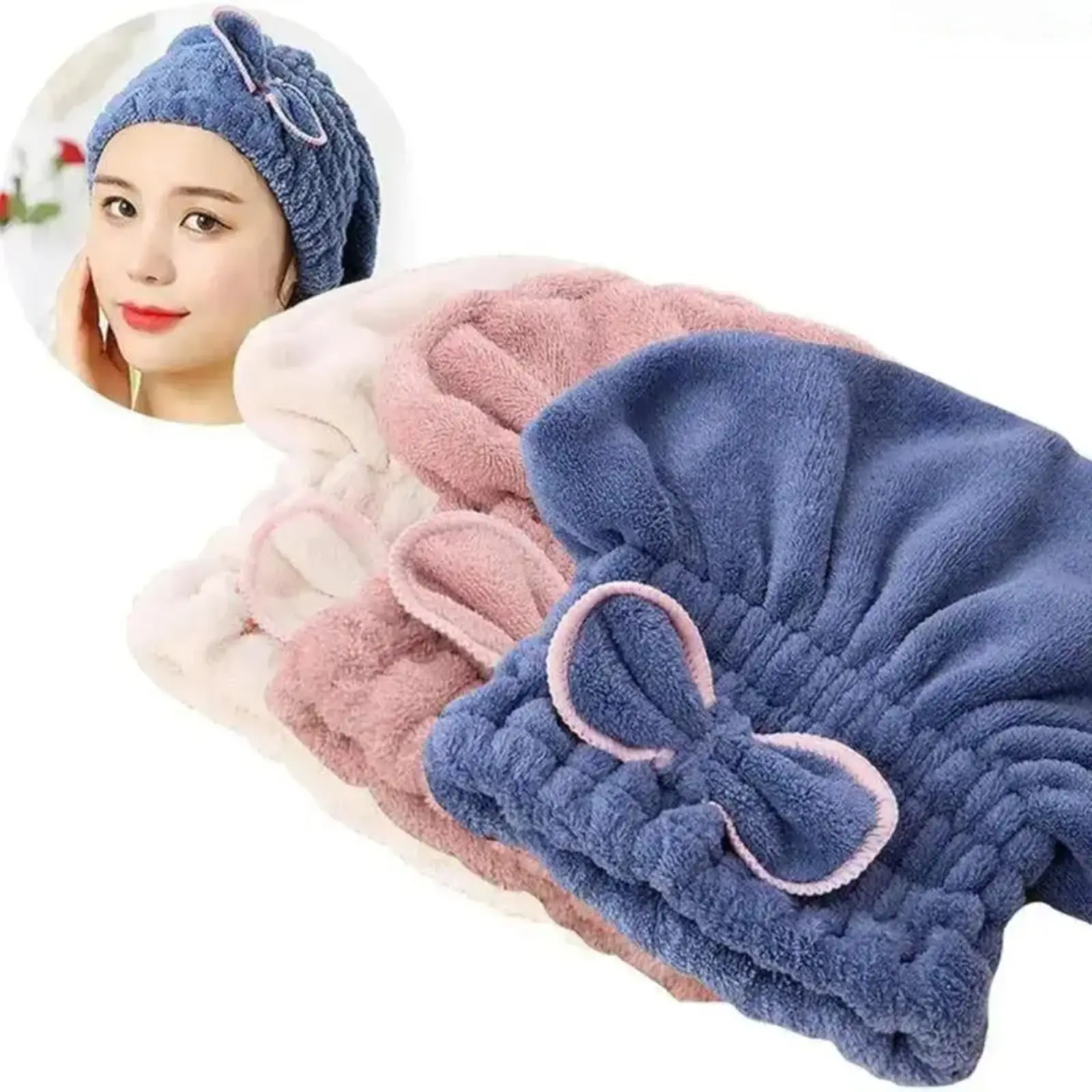 2026 3Pcs Women Shiny Microfiber Hair Towel Caps, Super Absorbent Soft Fast Dry Turban Wraps, One Size Fits All for Nighttime Wet Hair Drying