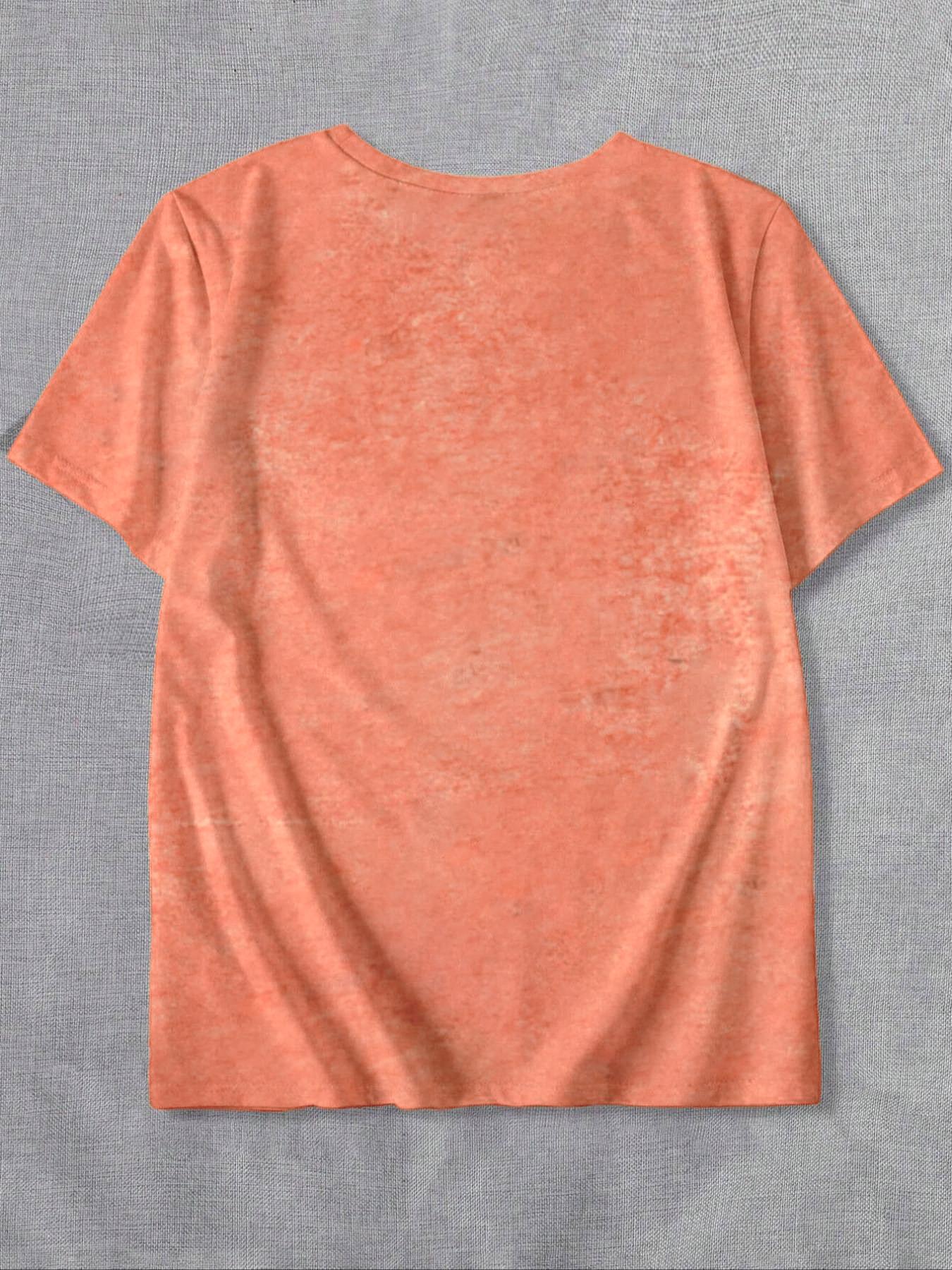 【Plus Size】 Letter Print Round Neck Tee, Casual Short Sleeve T-shirt for Summer, Women's Clothing for Daily Wear, Womenswear