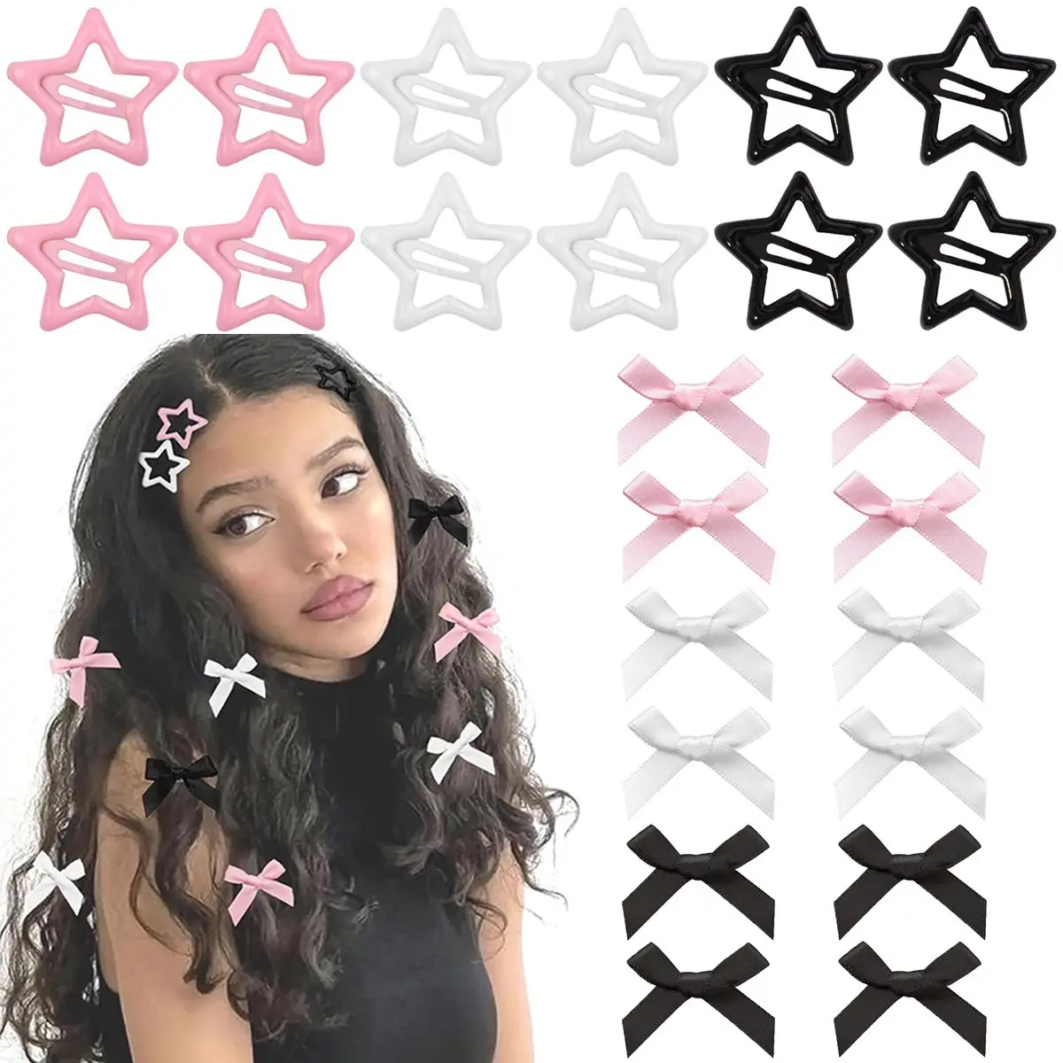 [Back To Shcool]100/50/30/24PCSWomen Alligator Hair Clips | Viral 2026 Balletcore Dopamine Ribbon Bow Barrettes, Cute Side Braiding Hair Pins, Sweet Girly Aesthetic Head Accessories for Daily Hairstyle Date Street OOTD Birthday Gift
