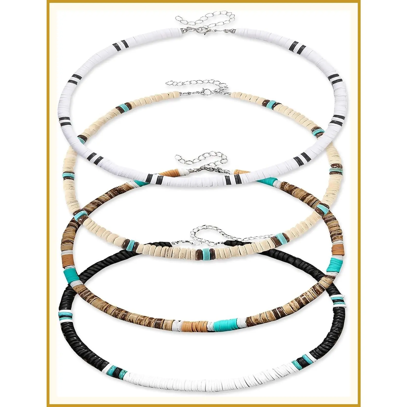 4 Pcs Puka Shell Necklace for Men Women, Hawaiian Surfer Beach Jewelry