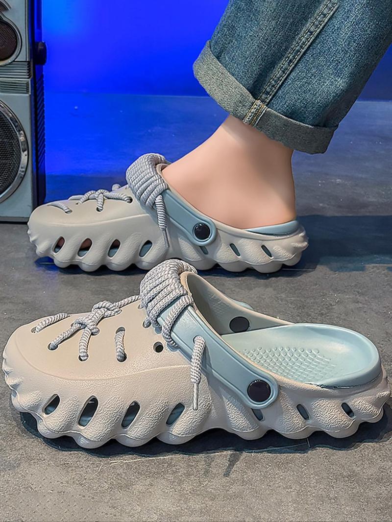 Unisex's Minimalist Casual Lace Up Clogs, Trendy Soft Non-slip Comfortable Clogs, Fashionable Shoes for Indoor & Outdoor Wear