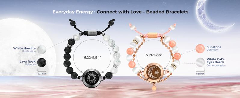 TOTWOO Long Distance Touch Bracelets for Couples, Vibration and Light for Love Couples, Gifts for Girlfriend, Bluetooth Pairing, Jewelry