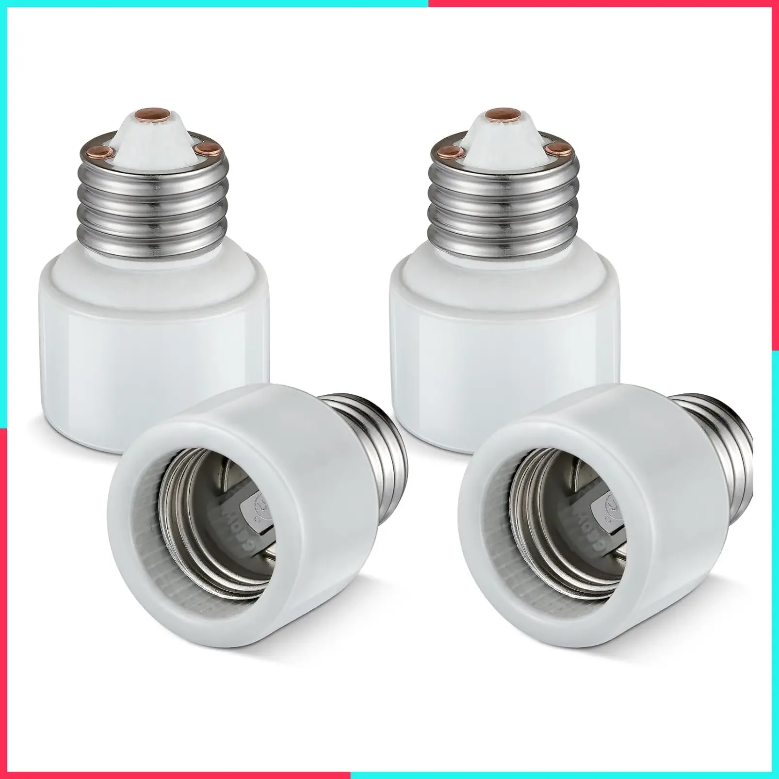 Light Socket Extender, Porcelain Socket Extension Adapter, E26 to E26 Standard Medium Screw Bulb Socket Extender, Recessed Socket Extension Converter