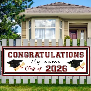Maroon Graduation Yard Sign Party Decorations Class of 2026 Banner Large Personalized Congratulations Graduation Banner With A Marker Pen for Grad Party Supplies 59x19.7 Inch (Maroon)