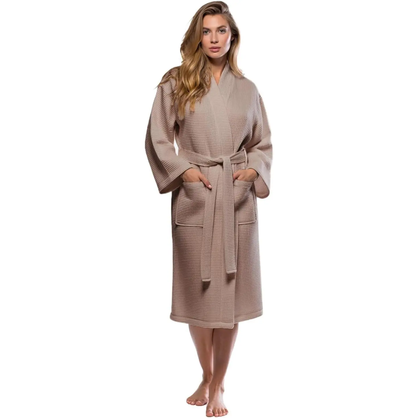 Turquaz Womens Lightweight Waffle Kimono Bathrobe for Men - Soft Quick-Dry Spa & Summer Towel Robe, Cotton Blend