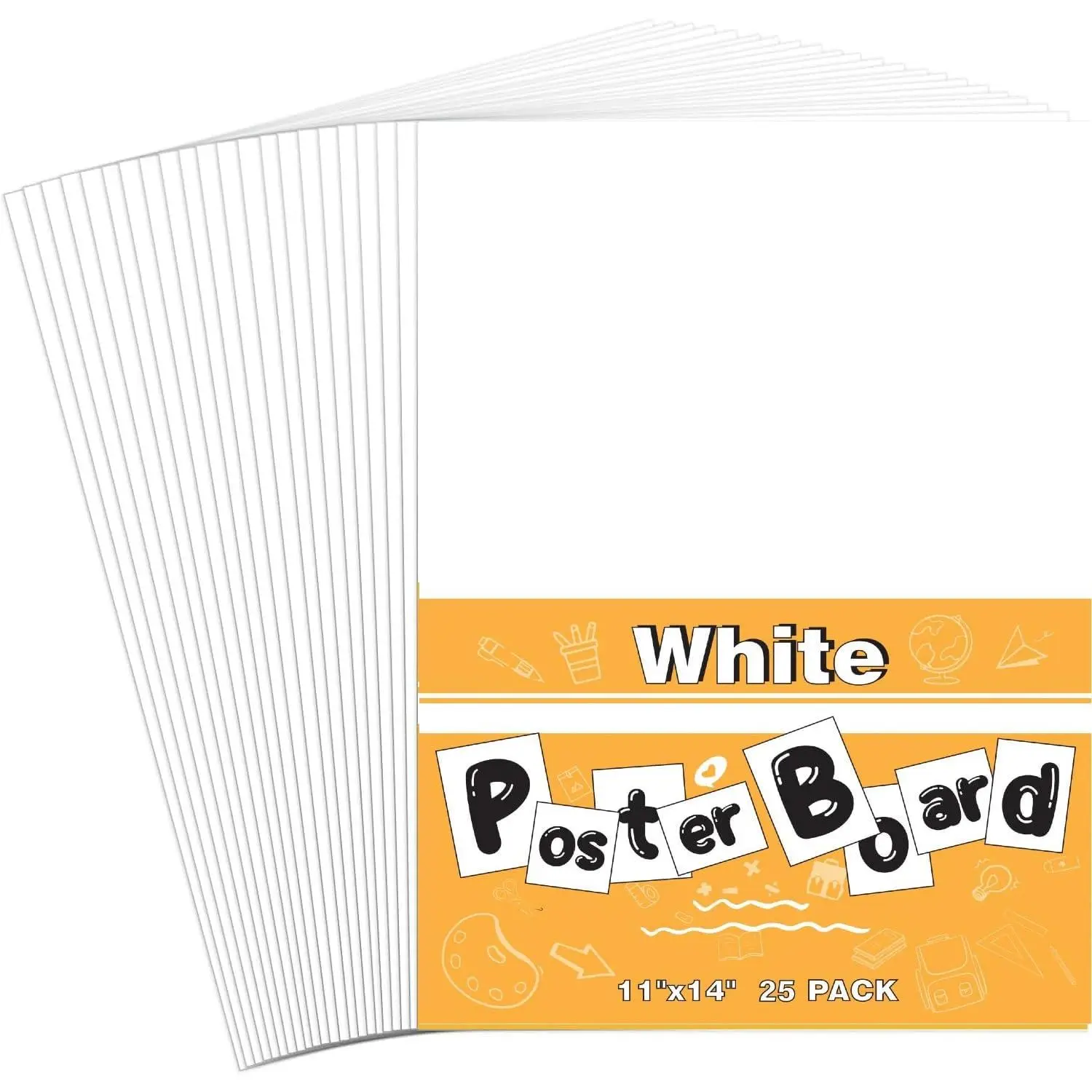 25 Pack White Poster Boards, 11"x14" White Poster Paper Heavyweight Poster Board Bulk Blank Poster Board for Art Display Board,Classroom Use,School Craft Project,Presentation Drawing