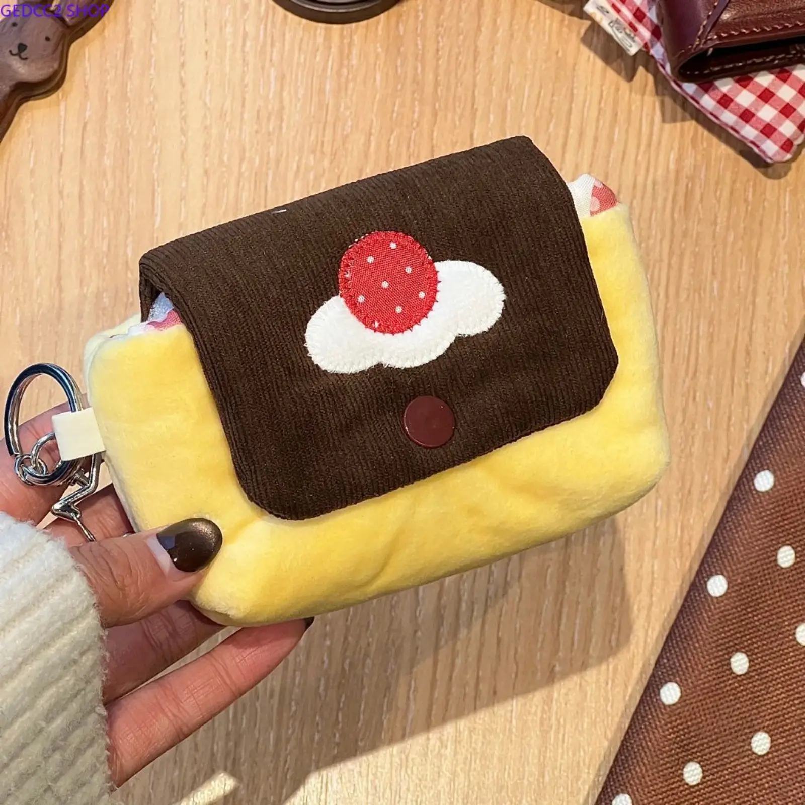 Cute Pudding Coin Purse, Caramel Dessert Style Mini Zipper Bag for Makeup, Earbuds, Keys & Small Items