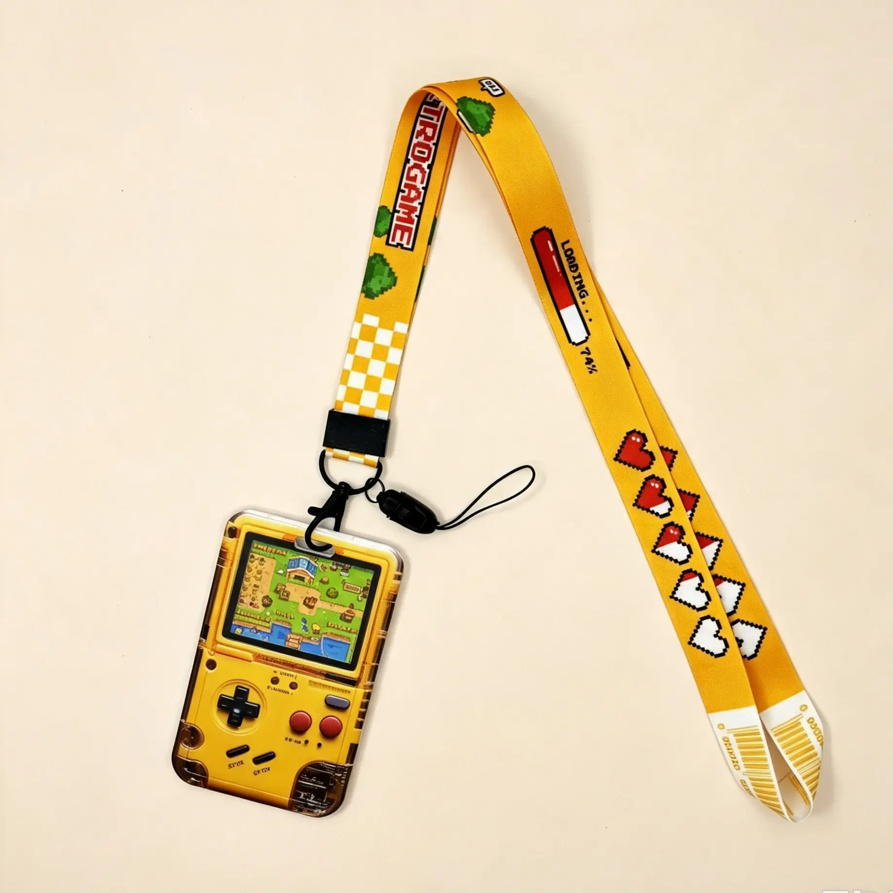 Game Console Name Badge Certificate Holder, ID Badge Holder Neck Strap, Keychain Lanyard, 2D Design, Secure Document Organizer