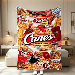 Collage Blanket Raising Cane's Design, Soft Plush Throw Blanket for Kids & Adults, Air Conditioning Blanket for Sofa, Bed, Travel & Flight, Cozy Napping Blanket, Home Textile Gift for Family, Birthday, Christmas, Mother's Day, All Season #SummerWins