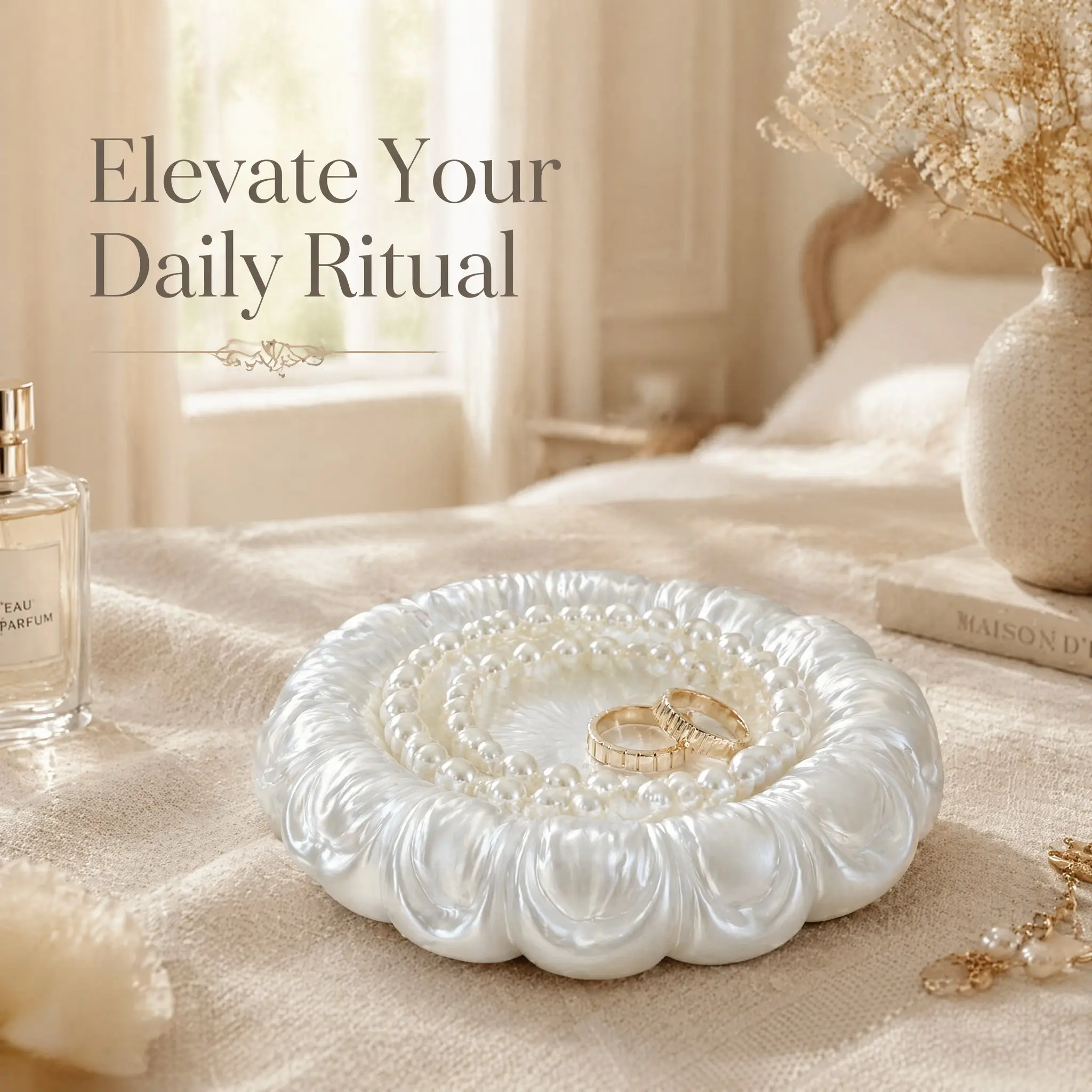 Elegant Silk Desktop Organizer Tray, Nordic Style Decorative Jewelry Holder for Earrings Rings Necklaces Bracelets, Home Decor Storage Tray