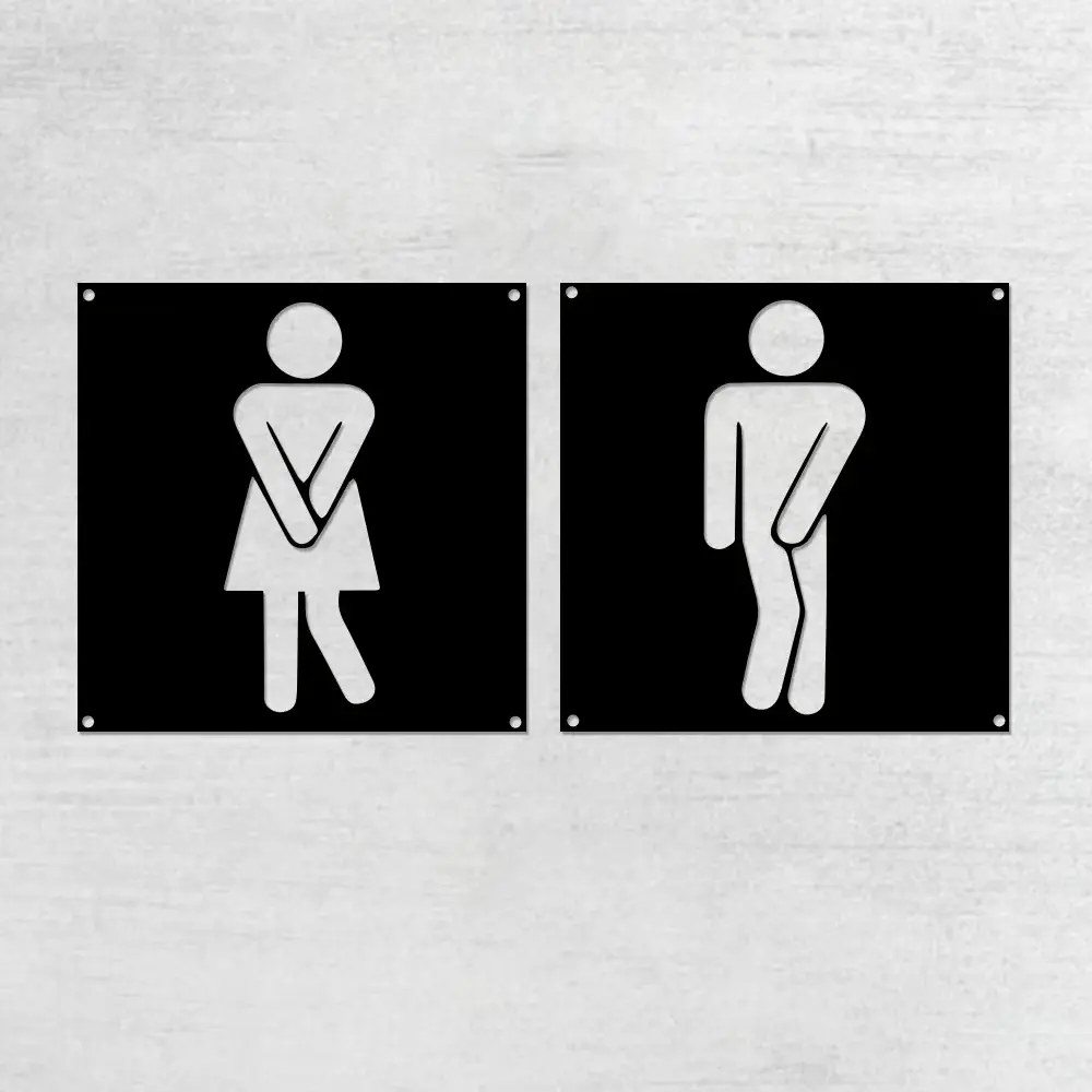 1PC Acrylic WC Sign - Black Washroom Restroom Toilet Disabled Braille Sign, Bathroom Decor, Halloween Christmas New Year Gift, Decorative Sign