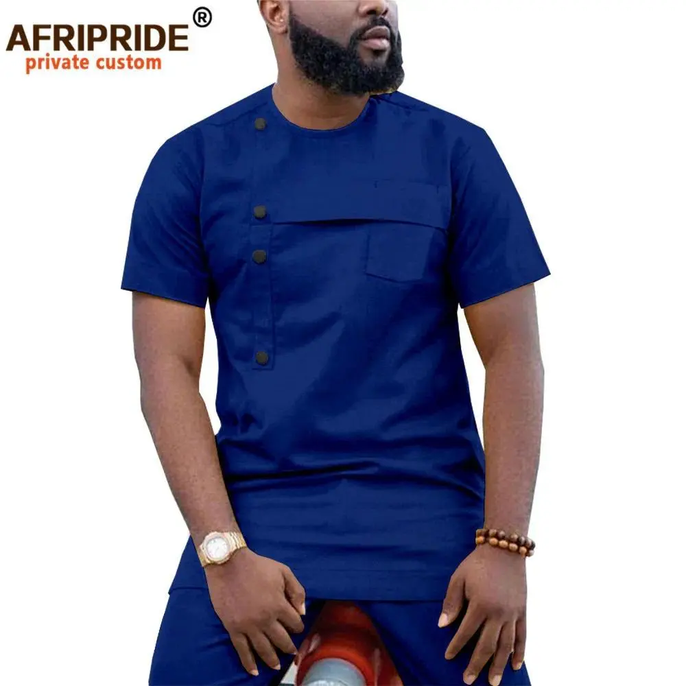Men's 2-Piece Ankara Clothing Set - Menswear, Short-Sleeve Dashiki Look Shirt & Pants, AFRIPRIDE A1916032, 2026 Casual Attire
