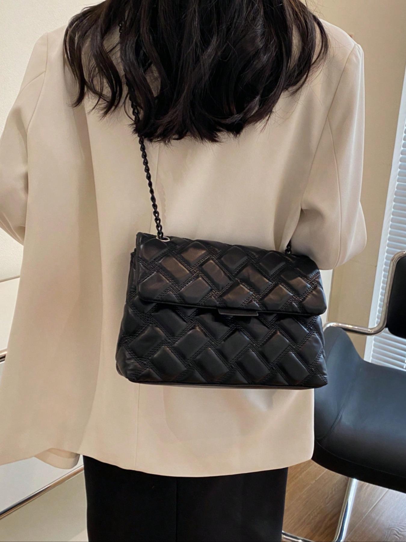 Women's Elegant Quilted Chain Strap Crossbody Bag, Casual Trendy Bag, Trendy Minimalist Shoulder Bag, Chic All-match Crossbody Bag for Daily & Work Use, Crossbody Purses