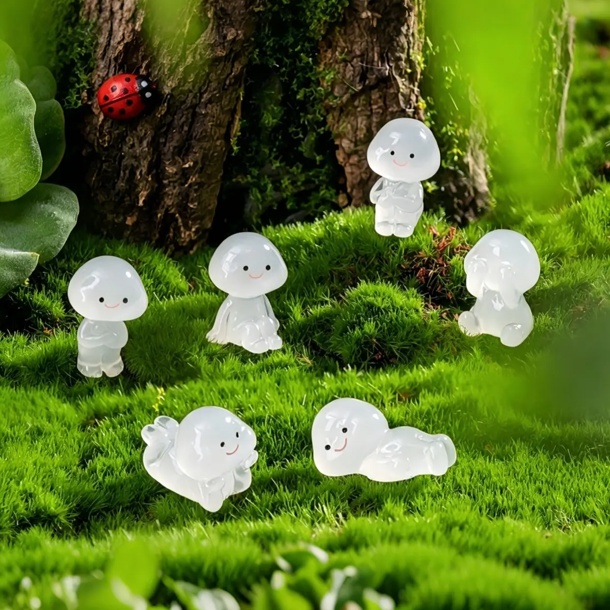 6Pcs Mini Luminous Fairy Figurines, Glow‑in‑the‑Dark Elf Statues for Bonsai Moss Jar Micro Landscape DIY, Car Desk Decor, Gift Ornaments