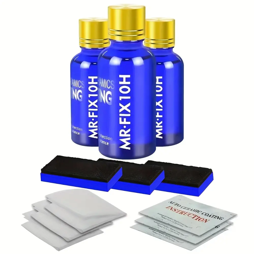 3PCS 10H Ceramic Coating Polishing Wax Super Hydrophobic Paint Care Durability Anti-Corrosion Plated Crystal Car Liquid Glass