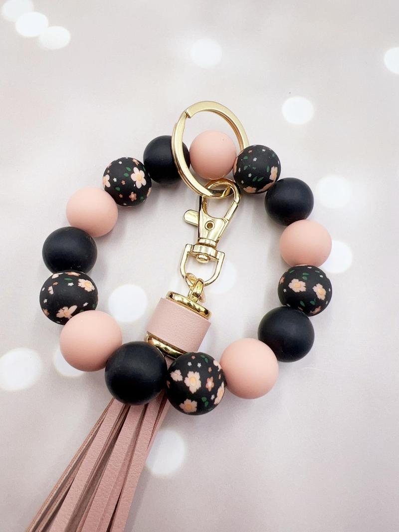 Women's Cute Colorblock Beaded Tassel Design Keychain, Trendy Exquisite Beaded Keychain, Charm, Chic Accessories for Daily & Party Decoration, Stylish Keychain