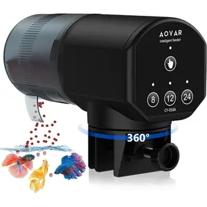 Automatic Fish Feeder Dispenser for Aquarium 200ml Large Capacity Auto Feeders for Small Tank Turtle Betta Koi Battery Food Feeding Timer for Flakes Pellet Vacation Weekend Day
