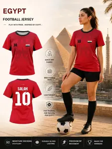 2026 Women's Egyptian Quick-Dry Soccer T-Shirt, Geometric Pattern Breathable Sportswear, Egyptian Print Performance Tee, Ideal for Female Fans