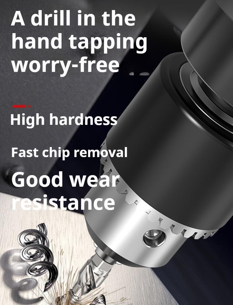 6 PCS Titanium-Coated Drill Bit Set, High Speed Steel Tap Drill Bit, Hex Shank M3 to M10 Sizes for Wood, Plastic & Metal, Quick Change