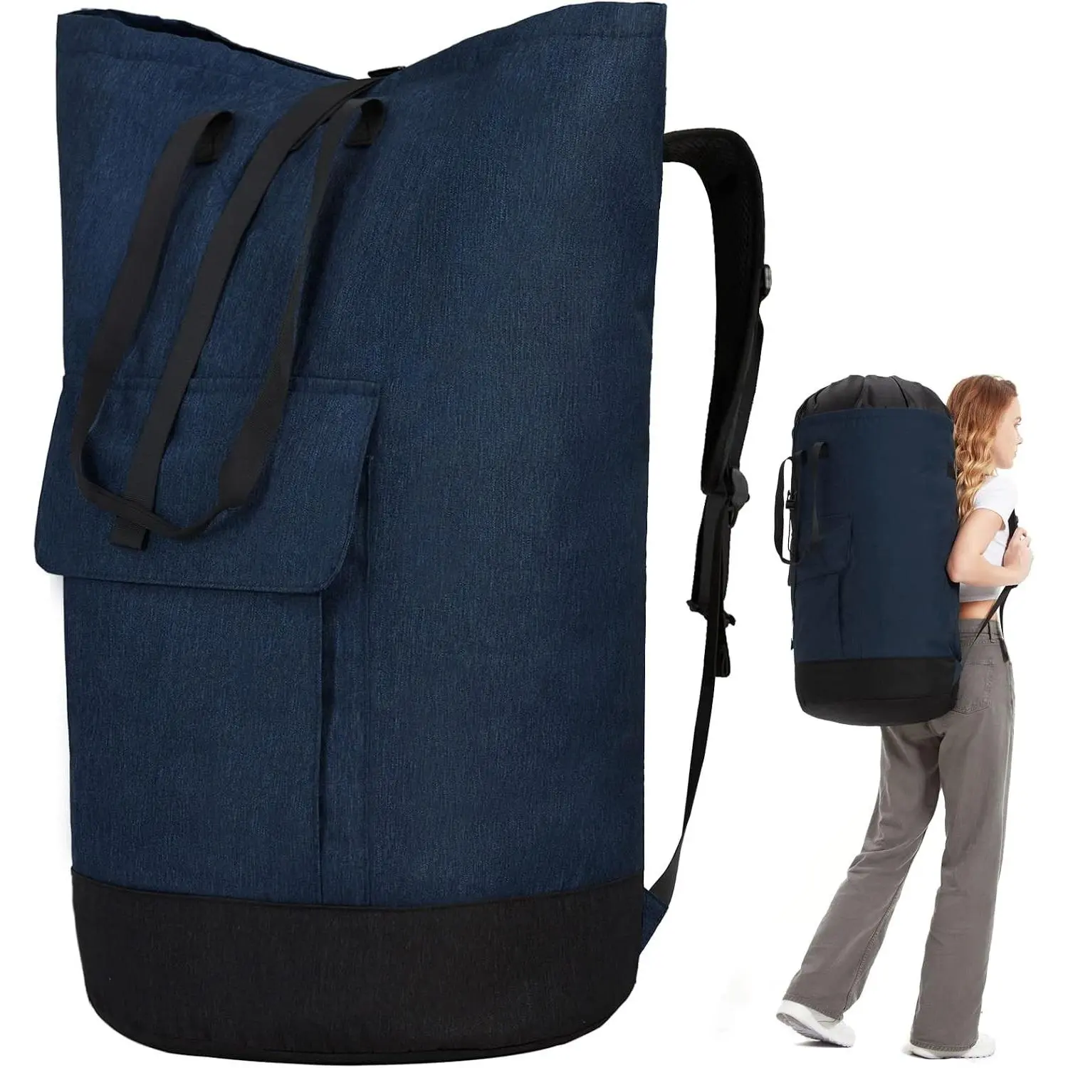Laundry Bag Backpack Extra Large, Heavy Duty Laundry Bag With Straps, College Dorm Room Essentials, Dirty Clothes Bag for Travel, Beach, Camping, Apartment and Laundromat