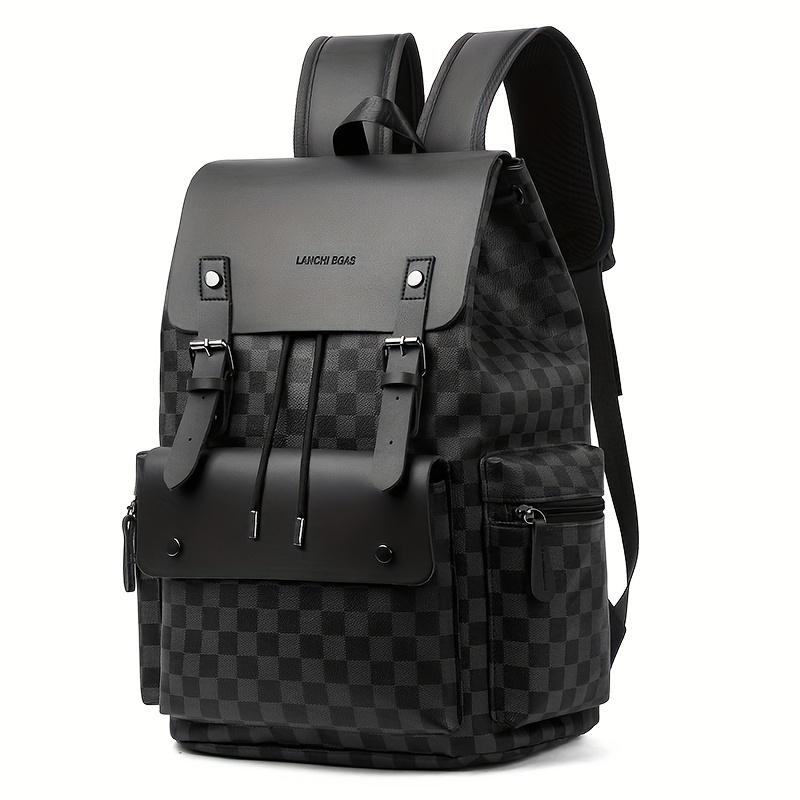 Men's Checkered Backpack - Large Capacity Laptop Bag with Adjustable Padded Straps, Multiple Compartments & Zipper Closure for Commuting, Office, Business Travel, Laptop Storage Bag|       Stylish Men's Backpack|       Professional Look Bag