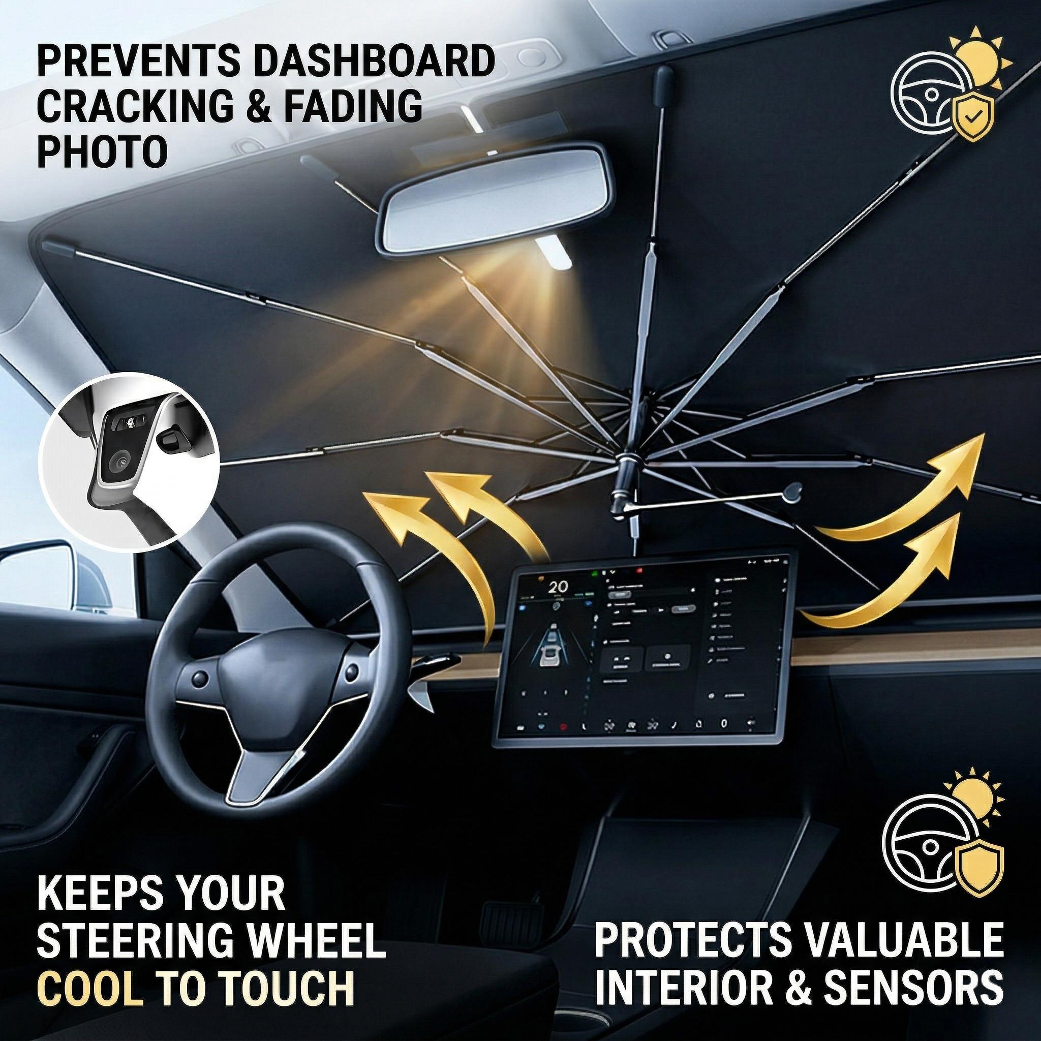 Portable Car Windshield Sunshade,Foldable Windshield Sun Umbrella, Car Windshield Cooling Umbrella, Car Accessories