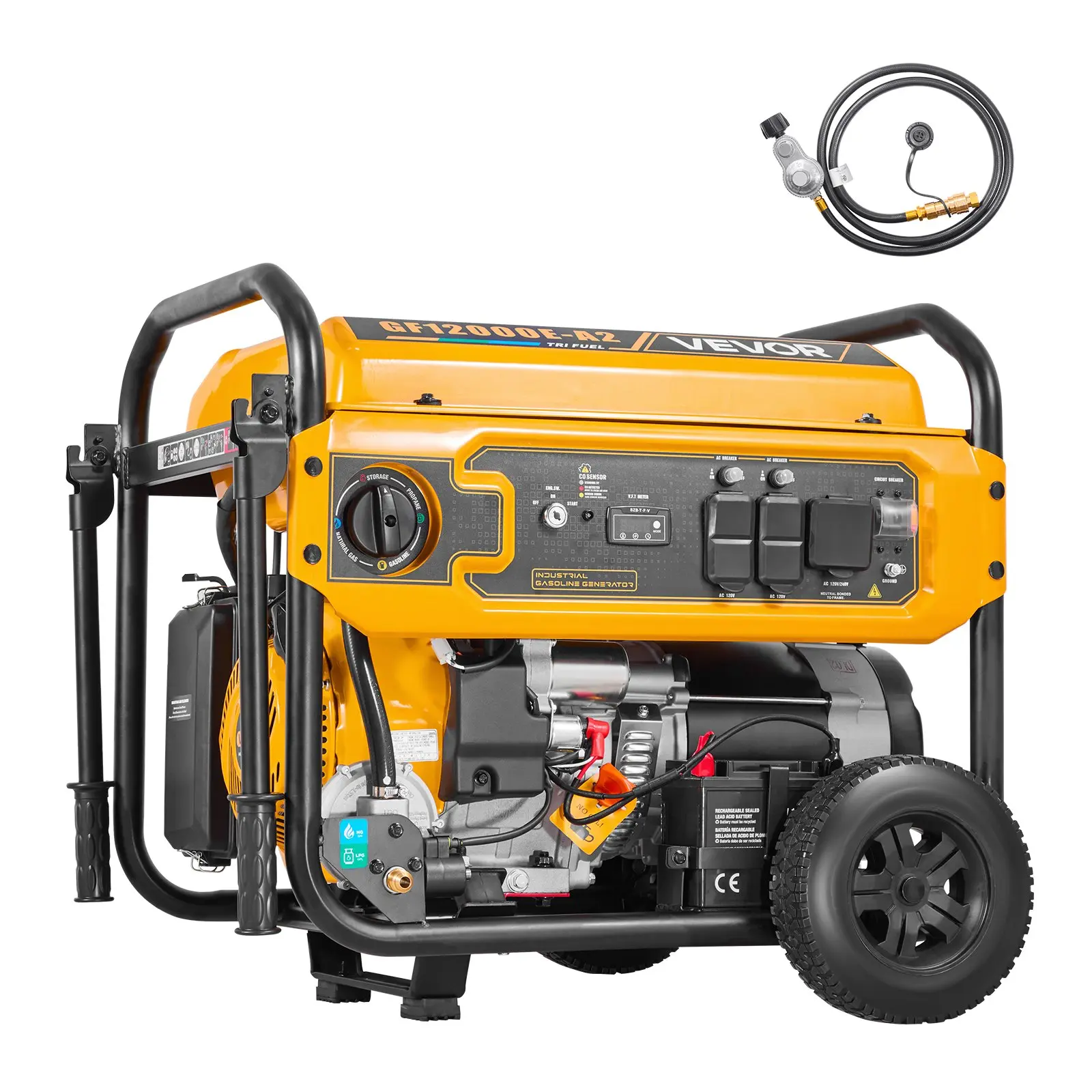 VEVOR Portable Generator, Gasoline 13500W Peak Watt, LPG 12000W Peak Watt Natural Gas 11000W Peak Watt Tri-Fuel Generator, Home Backup Generators with Electric Start, Gas, LPG Natural Gas Powered