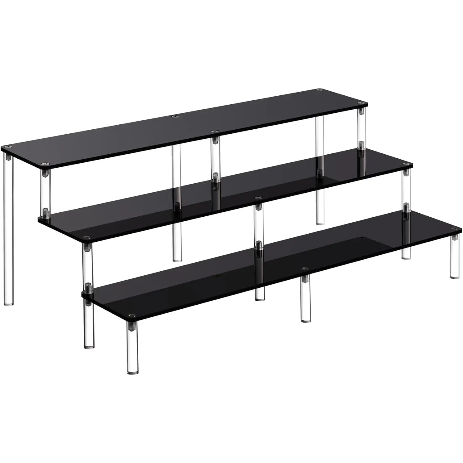 Black 14.8 IN Large Acrylic Perfume Organizer Stand, Clear Display Risers for Perfume, Cologne, Cosmetic, Skincare, Funko POP, Dessert Display, Cupcake Stand Holder