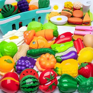 Pretend Play Kitchen Accessories for Kids, 77Pcs Cutting Fruits Vegetables Hamburger Toy Kitchen Accessories with Baskets for Toddlers 3 Years Oldfidget toys