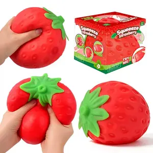 Toymendos Squeeze Strawberry Stress Relief Toy, Adult Large 5-Inch Soft Squishy Fidget Ball, Fruit-Scented Sensory Fidget Tool, Non-Toxic Material