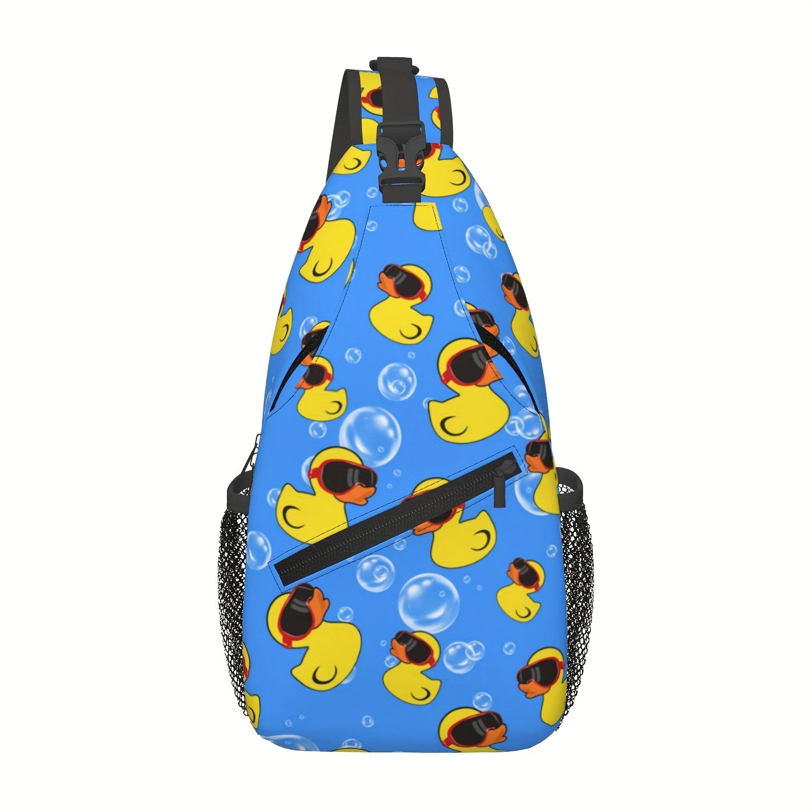 A Stylish  Durable Crossbody Chest Bag Featuring a Cartoon Duck in Glasses, Perfect for Hiking, Shopping, Work, Leisure Travel, Or As a Beach  Fishing Backpack. It Offers Ample Storage  Makes a Great Christmas Gift for School Or Travel Addi and