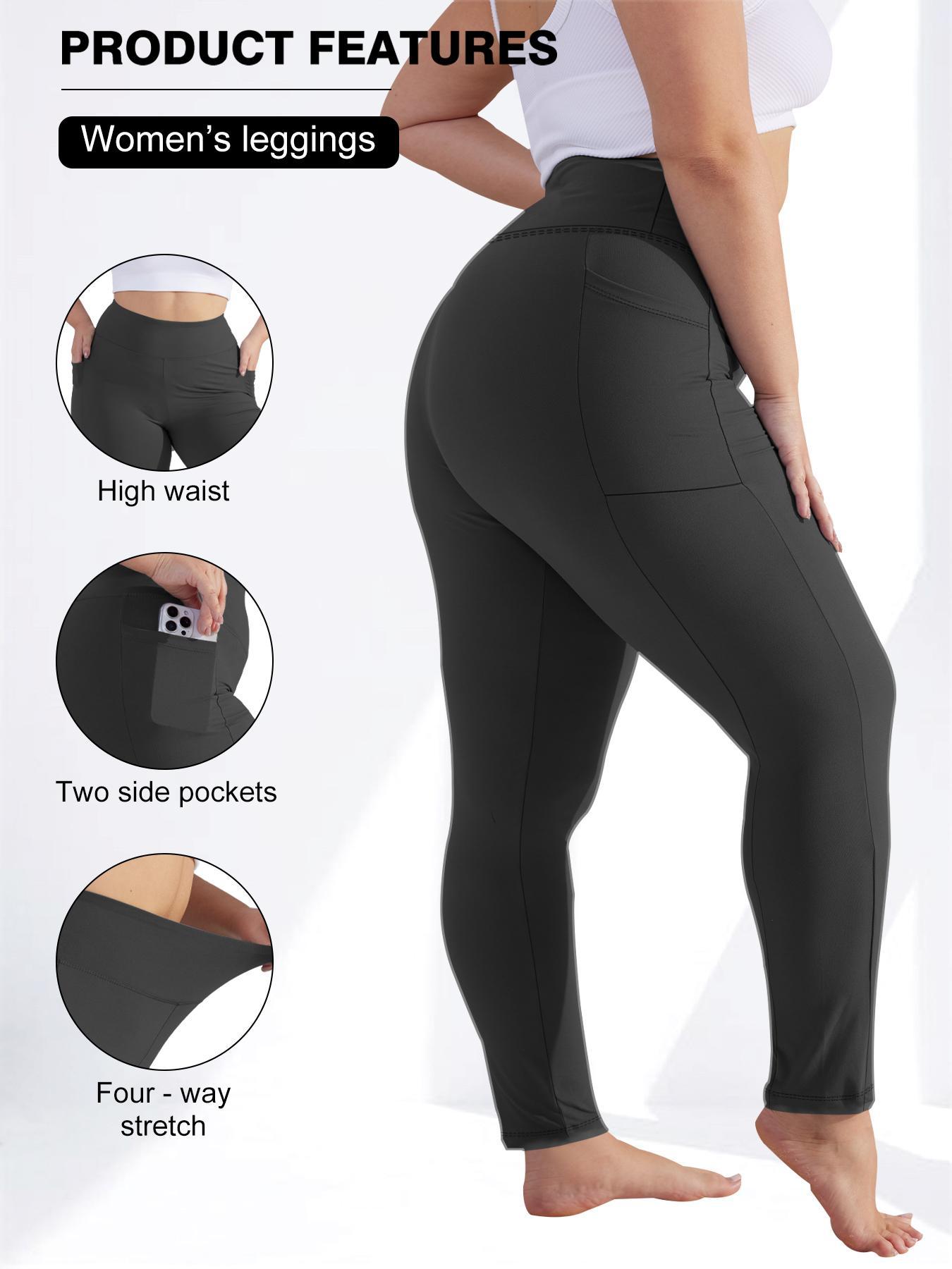 【Plus Size】 Solid High Waist Pocket, Casual Comfy Stretchy Skinny Pants for Daily Wear, Women's Bottoms for All Seasons, V Cut Legging