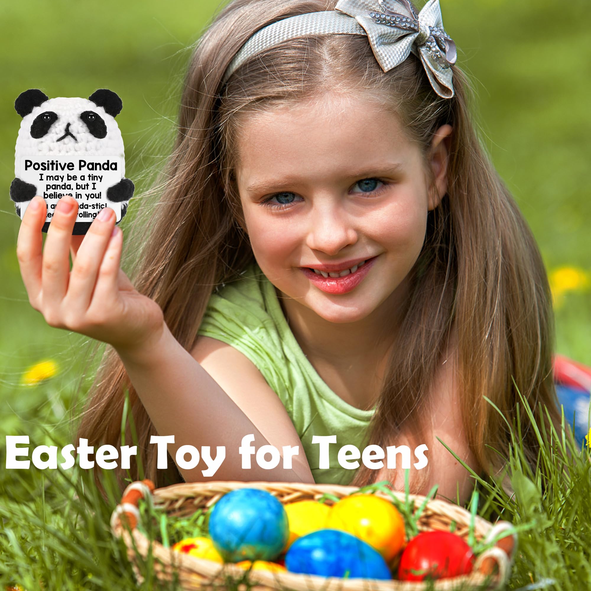 Soft Handmade Crochet Panda Stuffed Animal,Emotional Support Plush for Anxiety Relief,Birthday Gifts for Women Men,Teacher Appreciation Gifts,Easter Basket Stuffers for Boys Girls Teens,Cute Mini Companion Toy for Home Decor & Festival Gifting