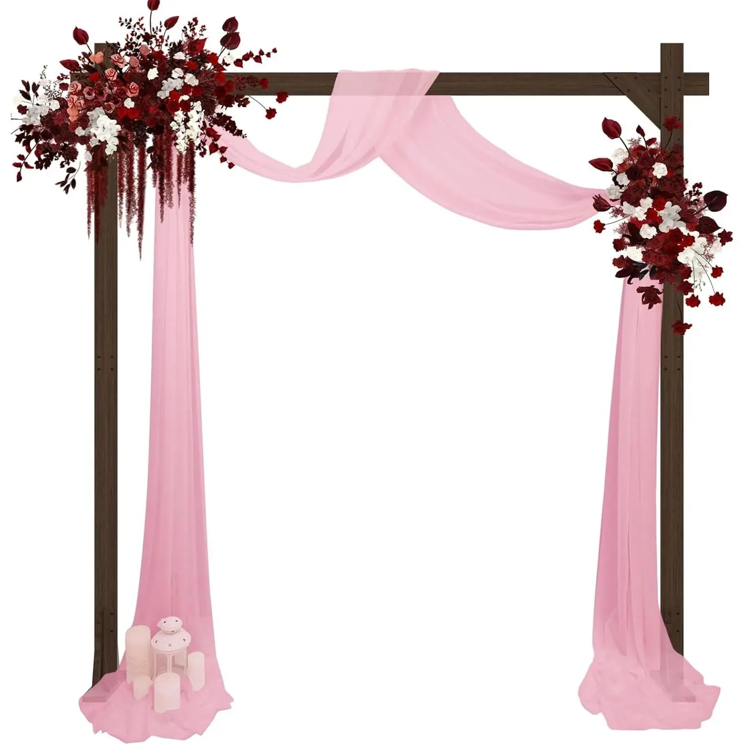 7.38FT Square Wooden Wedding Arch Backdrop Stand for Party Indoor Outdoor, Wedding Arbor for Rustic Ceremony Birthday Bridal Baby Shower Banquet Proposal Scene Garden Decoration