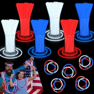 100 PCS 4th of July Glow Sticks Bulk with Connectors, Patriotic Red White Blue Glow in The Dark Stick, Light Up Bracelets Nacklaces for Kids Adults, 250th Anniversary USA Party Favor LED Accessoriesfidget toys